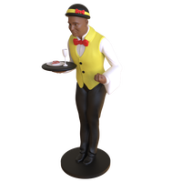 Statue de serveur en résine grandeur nature Figurine de serveur masculin personnalisée servant majordome pour la décoration de restaurant et la décoration de la maison