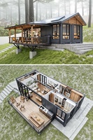 Casa Móvil Pequeña de Construcción Rápida, Casa Prefabricada Portátil, Casa Pequeña Modular de Una Habitación con Cocina y Baño