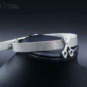 Stainless Steel 18K Gold Plated Scissors Shape <b>Silver</b> Gold Fashion <b>Bangle</b> Bracelet <b>Men</b> Women Leather Bracelet - Product Image 5