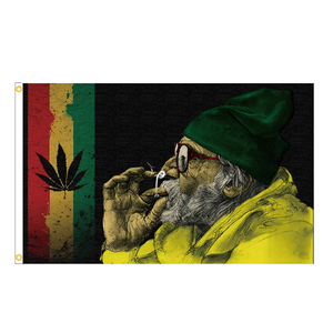 <span class=keywords><strong>Bandera</strong></span> de la Paz <span class=keywords><strong>Rasta</strong></span> con Graffiti de Hoja de Hierba y Cigarrillo, 3x5 pies, 100% Poliéster, Venta al Por Mayor - Product Image 1