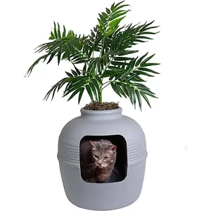 Good Pet Stuff Original Hidden Cat Litter Box Artificial Plants & Enclosed Cat Planter Litter Box