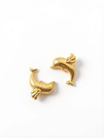 Kancing Jahit Logam 3D Bentuk Lumba-lumba Berlapis Emas, Motif Sisik Ikan, Gaya Nautikal Lautan, Bahan Zinc Alloy, Dapat Dicuci, Untuk Pakaian Anak