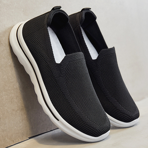 Chaussures de sport pour hommes grandes tailles, transfrontalières, en gros, tissées, respirantes, à enfiler, pour la course et le quotidien, été, couleur unie - Product Image 3