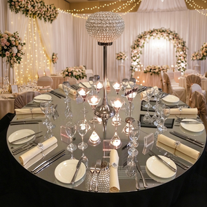 LEDA Elegant <b>Wedding</b> Event <b>Table</b> <b>Decorations</b> 60inches PVC Flexible Round <b>Table</b> <b>Top</b> Reflective Acrylic <b>Table</b> Mirror Sheet - Product Image 1