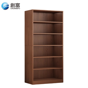 Modern houten boekenkast op maat met 5 verstelbare planken en een achterpaneel van roestvrij staal voor thuiskantoor & woonkamermeubilair - Product Image 4