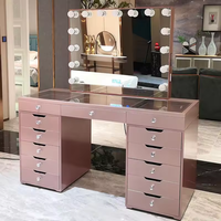 Table de toilette avec miroir et lumières, meubles de chambre à coucher, en stock chez nous