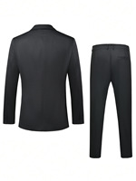 Costume homme noir uni à revers cranté, veste et pantalon ajustés, 2 pièces, pour occasions formelles et affaires
