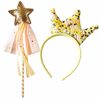 Cadeaux de fête d'anniversaire Pafu pour filles, couronne de princesse à paillettes, bandeau et baguette magique, ensembles d'accessoires de fée pour enfants