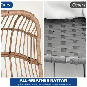 Silla de mimbre de gran tamaño para patio, cesta de ratán, tumbona con cojín para interior - Product Image 4