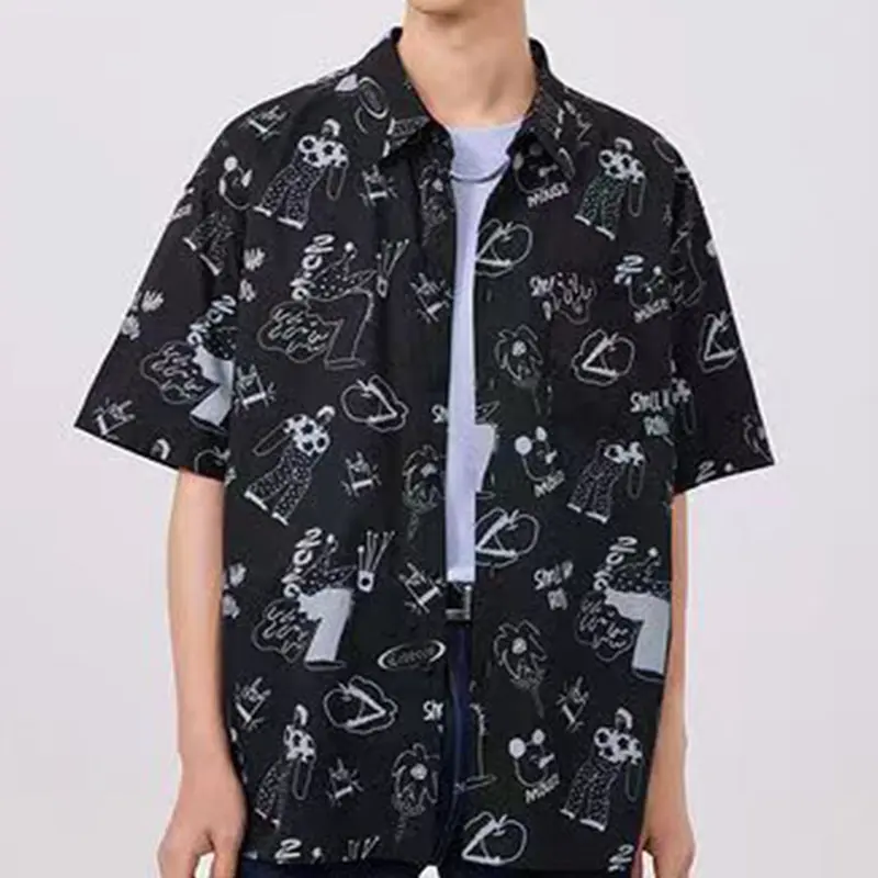 Custom Full Printing Summer 4 Way Stretch Fabric Short Sleeve Men's Button Down Collar Hawaiian Shirt Tropical Beach Shirts