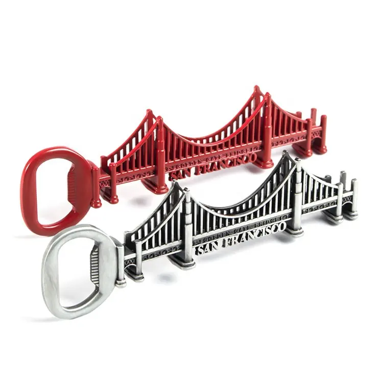 Op Maat Gemaakte Legering Antieke Advertentie Bierflesopener Metalen Koelkaststicker San Francisco Bridge Toerisme Souvenir