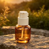 Flacon pompe à lotion en verre rond, pompe à pression blanche, conteneur cosmétique vide pour sérum, lotion, huile essentielle, soin de la peau, liquide