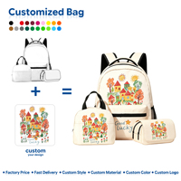 Ensemble de 3 sacs à dos imperméables à motif géométrique OEM, sac à dos scolaire coloré à fermeture éclair, sac à lunch isotherme, trousse à crayons