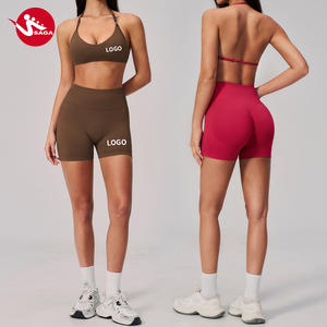 Conjunto de yoga y entrenamiento para <span class=keywords><strong>mujer</strong></span>, estilo occidental, ajustado, sin costuras, con efecto push-up, de secado rápido, directo de fábrica, al por mayor. - Product Image 1