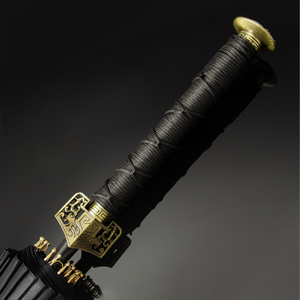 Parapluie Katana japonais de samouraï populaire chinois, 16 ou 24 nervures, manche doré, droit, avec étui - Product Image 2
