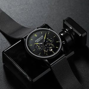 POEDAGAR 632 Montre-bracelet pour homme en maille, nouvelle montre à quartz, étanche, chronographe, acier inoxydable, date luminescente, montre de sport - Product Image 5