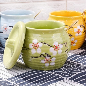 <span class=keywords><strong>Sucrier</strong></span> en céramique avec couvercle, poivre en céramique sucre sel saisons debout, pot et cuillère avec maison et cuisine - Product Image 4