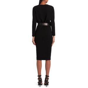 Vestido de Cachemira de Manga Larga con Detalle de Cinturón de Cuero - Product Image 3