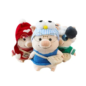 ミニぬいぐるみ観光豚ドレッシング豚の人形かわいい赤新年豚ぬいぐるみギフト