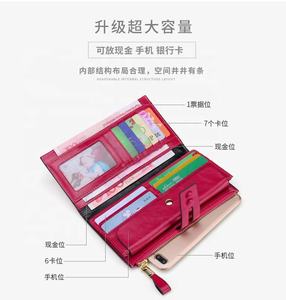 Cartera Larga de Cuero Andong para Mujer, Monedero de Cuero Vacuno Genuino con Bloqueo RFID, Bolsos de Mano para Teléfono, Tarjeteros de Moda Italiana - Product Image 4