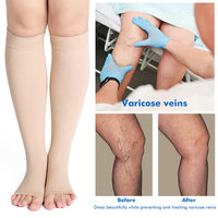 2023 Plus Size 20-30 Mmhg Classe 2 Sport Compression Genou Chaussettes Hautes Filles pour Varices