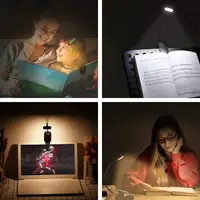 Luz de lectura regulable recargable por USB, Clip Flexible, 14 LED, portátil, para niños, lectura por la noche