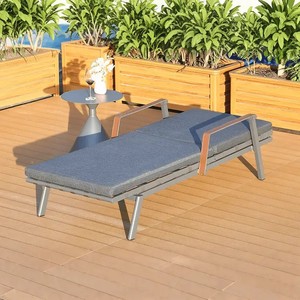 Chaise longue de luxe pliable et empilable en aluminium, résistante aux UV et antirouille, pour la <span class=keywords><strong>d</strong></span>étente en <span class=keywords><strong>extérieur</strong></span> (cour, hôtel, piscine) - Product Image 5
