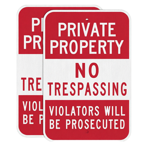 Segnale di sicurezza per proprietà privata: Entrata vietata. I violatori saranno indagati. 18 x 12. Pellicola riflettente di terza/seconda qualità. - Product Image 2