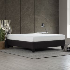 DB Modern Elegant Dark Grey Upholstered Platform <b>Bed</b> <b>Frame</b> <b>Queen</b> Size <b>with</b> LED & <b>Storage</b> Features for Bedroom or Apartment - Product Image 6