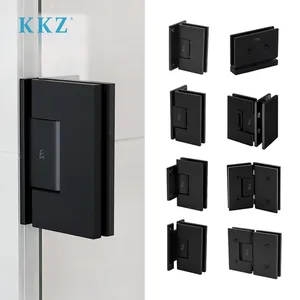 Kkz Fabrikant Badkamer Frameloze Gehard Glas 360 180 135 90 Graden Mount Matzwarte Roestvrijstalen Douchedeur Scharnieren