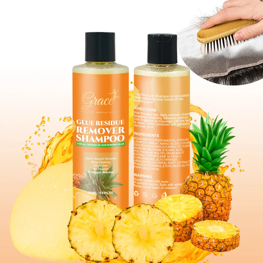 Benutzer definiertes Etikett 250g Ananas duftender Schaum reiniger Tiefen reinigung Perücke Spitzen kleber Rückstands entferner Shampoo