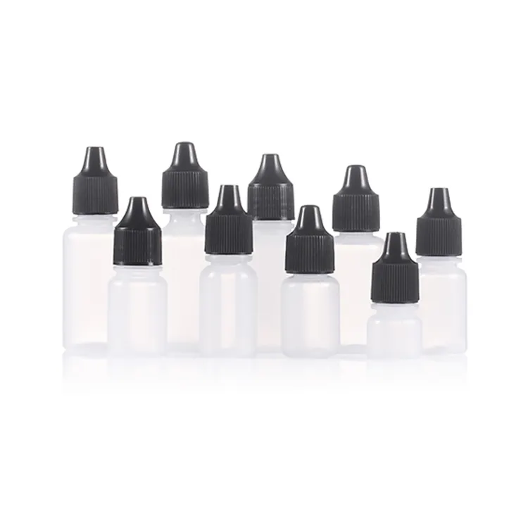 Boş 3ml 5ml 15ml küçük plastik ldpe örnek kozmetik ambalaj için sıkılabilir şişe damlalık şişe