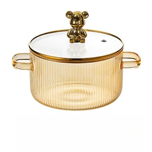 Olla de Sopa de Vidrio de Borosilicato Alto Transparente con Asas, Tetera con Tazón de Espuma, Calentamiento Eléctrico para Horno de Cerámica, para Sets de Café y Té - Product Image 1