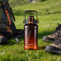 Bouteille d'eau portable Longstar 2,2 L en plastique écologique avec corde, à boire directement, anti-fuite, sans BPA, pour utilisation par temps chaud ou froid