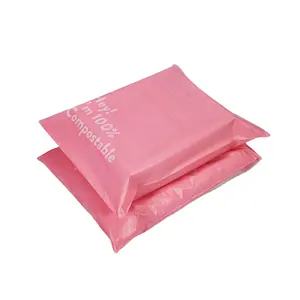 ถุงไปรษณีย์พลาสติก HDPE สีชมพูพร้อมหัวกาวสำหรับจัดส่งเสื้อผ้ารองรับ