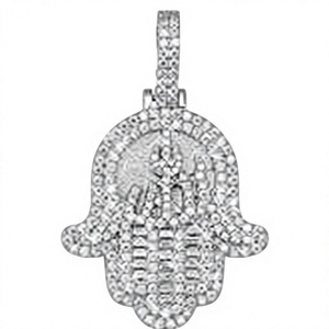 Pendentif Hamsa Hand Allah en Moissanite VVS, Bijoux Islamiques de Luxe Sertis de Pierres - Product Image 1