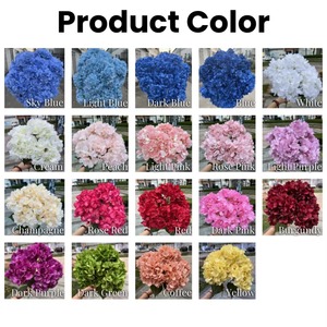 Hortensias artificiels en tissu de soie hautement recommandés, 5 têtes, fleurs d'hortensia blanches pour la décoration de mariage - Product Image 3