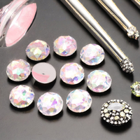 Perles en strass acryliques rondes à dos plat, facettées, de 8 mm à 30 mm, 16 facettes, strass en vrac pour robes et vêtements