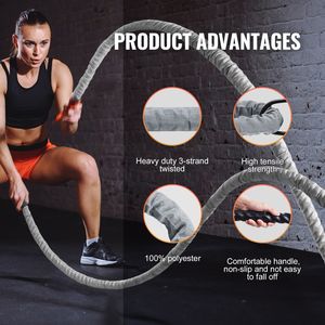 DB venta al por mayor tamaño personalizado 1,5 \ "gimnasio entrenamiento batalla cuerda 30 pies nylon fuerza entrenamiento ejercicio Fitness cuerda - Product Image 3
