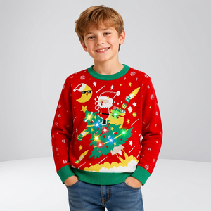 <span class=keywords><strong>Pull</strong></span> <span class=keywords><strong>de</strong></span> Noël <span class=keywords><strong>moche</strong></span> FNJIA pour enfants, <span class=keywords><strong>pull</strong></span> tricoté à LED, <span class=keywords><strong>pull</strong></span> <span class=keywords><strong>de</strong></span> Noël amusant pour garçons et filles, idéal pour les fêtes scolaires et les vacances, rouge - Product Image 3