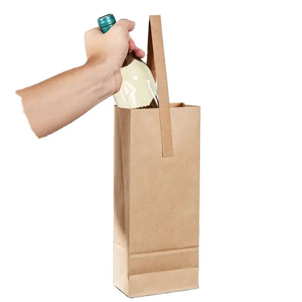세련된 베스트 셀러 도매 컬러 로고 강한 트위스트 로프 핸들 맞춤형 크리스마스 와인 선물 포장 종이 가방