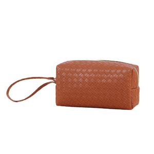 Bolsa de Aseo Portátil Pequeña para Viaje, Impermeable, de Cuero PU Trenzado, para Cosméticos y Maquillaje, para Mujer, Venta al Por Mayor - Product Image 4