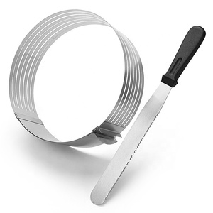 Juego de accesorios para repostería, espátula para glaseado, elevador de transferencia, cortador de pasteles redondo ajustable de 7 capas, moldes para rebanar, herramientas para pasteles - Product Image 1
