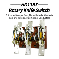 Interrupteur rotatif HD13BX-400A/600A/1000A, sectionneur triphasé à isolation ouverte à base de cuivre, 380V