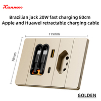 Cable Retráctil Tipo C de Carga Rápida USB 2.0 de 20 W para Teléfonos Apple y Android, Enchufe Brasileño