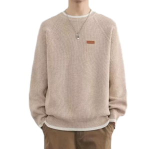 Pull en coton 100% tricoté pour l'hiver, anti-boulochage, logo sur le devant, couleur personnalisable, personnalisable, col rond pour homme - Product Image 1