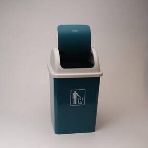 Cubo de basura cuadrado con tapa enrollable para oficina y cocina, cubo de basura apilable de plástico con cubierta - Product Image 4