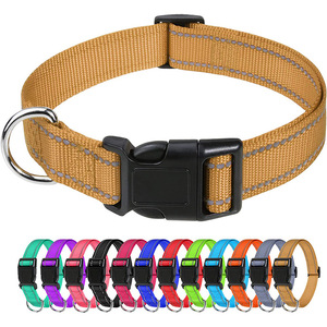 Collier de chien réglable en nylon motif solide boucle réfléchissante collier de sécurité personnalisé pour petits chiens de taille moyenne classique - Product Image 6