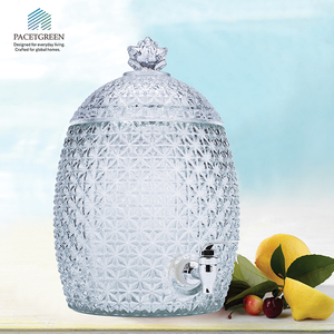 2025 New 10L Pineapple - Shaped <strong>Glass</strong> Beverage Dispenser Set | 5 Matching Cups Included | Leak - Proof Tap for Party/Wedding - Product Image 3