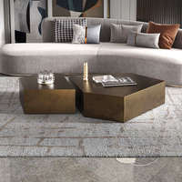 Table basse moderne de luxe léger, géométrique irrégulière avec coins arrondis en acier inoxydable pour salon, hôtel, café, décoration intérieure